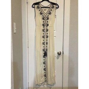 Knox Rose White sleeveless summer maxi dress with embroidery XS